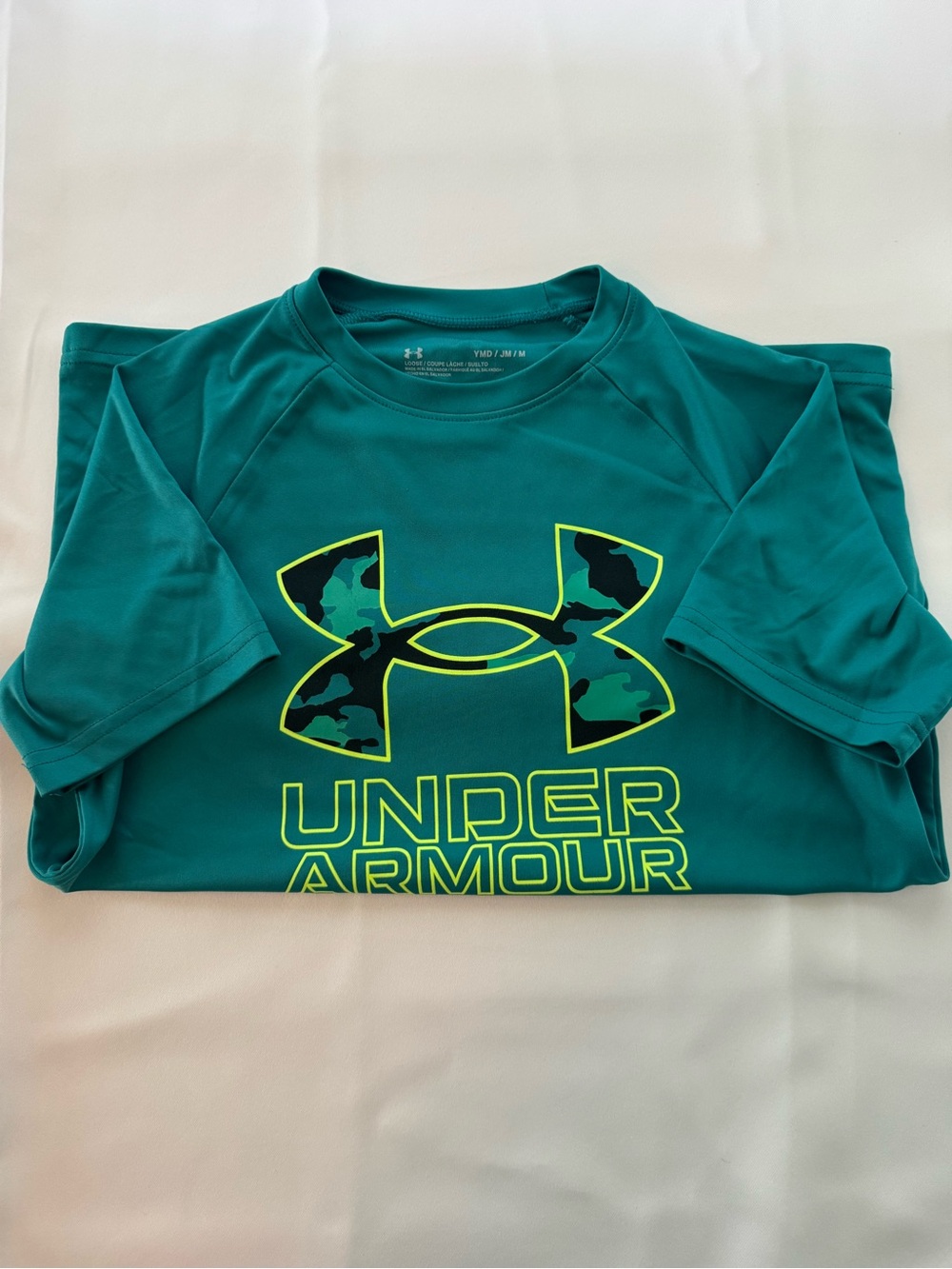 Under Armour Teal Graphic Logo Short Sleeve Tee with Neon Accents